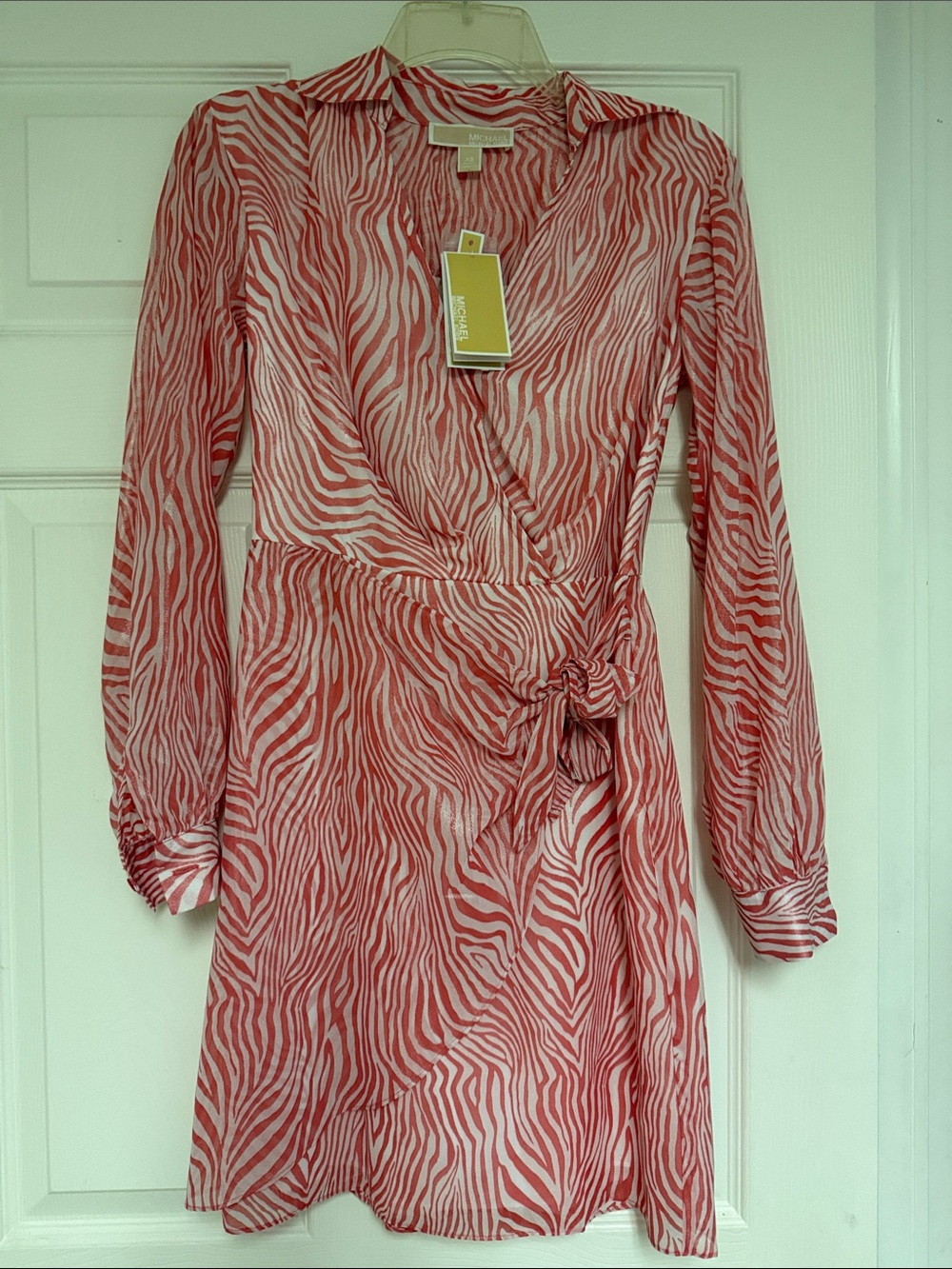 Michael Kors Coral-Pink Zebra Wrap Dress